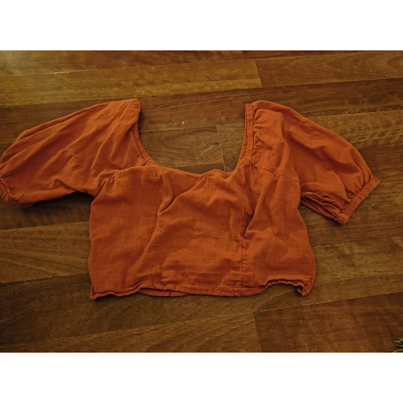 Melrose Studio Tops - Melrose Market Medium Orange Cropped Peasant Blouse